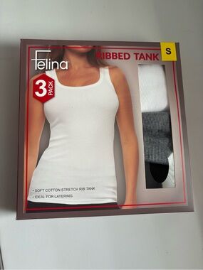 Felina Ribbed Tank 3-Pack - White, Gray, Black